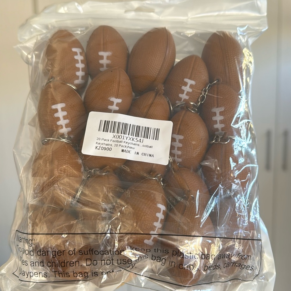NEW Soft and squishy football keychains pack of 20